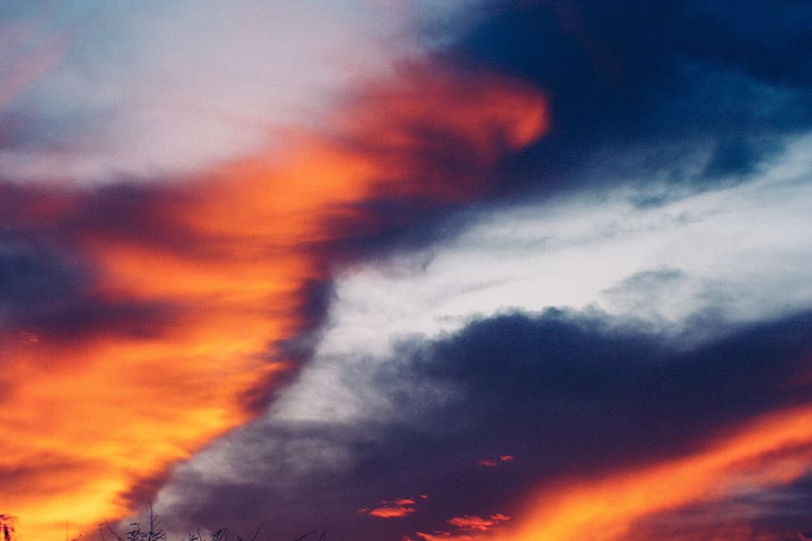 sunset, dusk, sky, clouds, cloud - sky, beauty in nature, orange color HD wallpaper