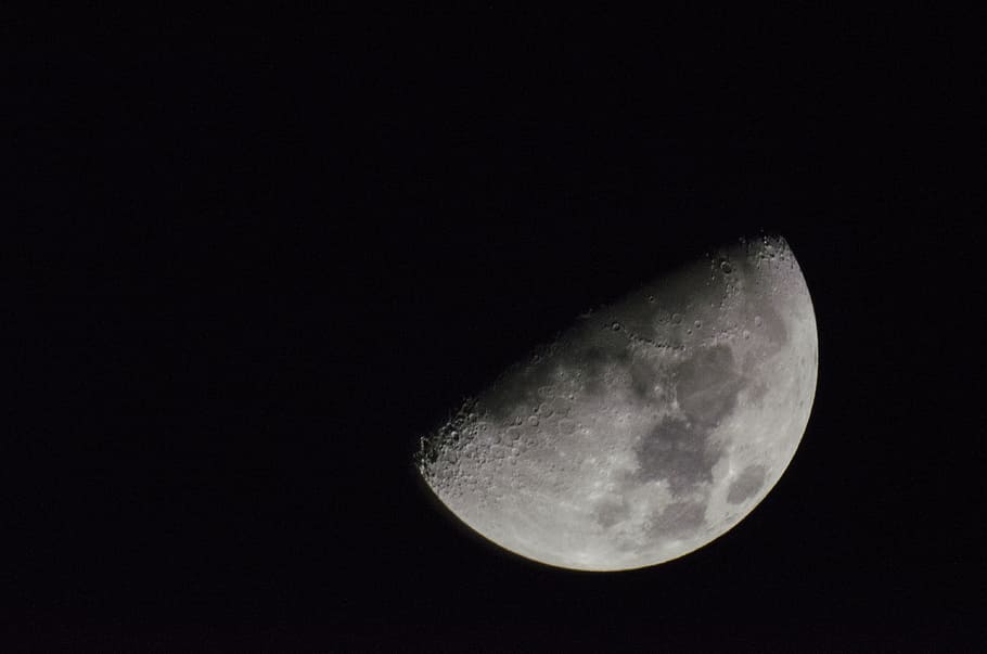 astronomy, moon, no one, nature, darkness, crater, crescent HD wallpaper