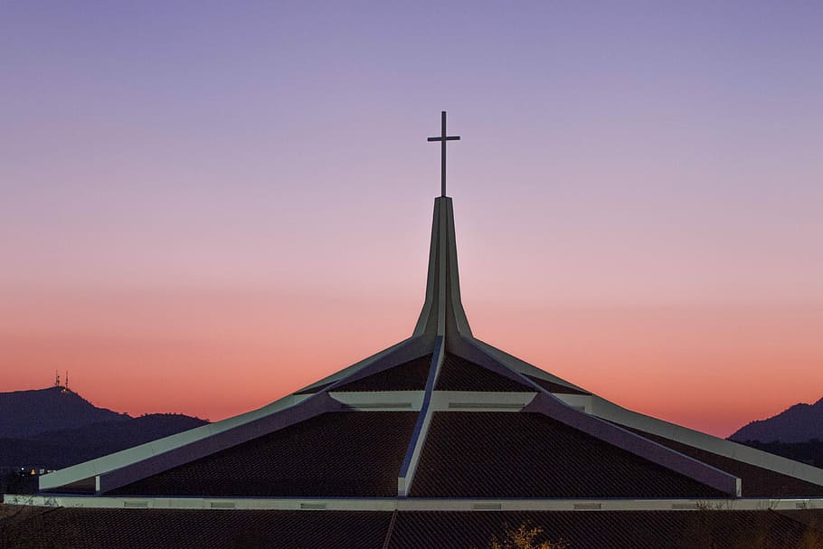 photo of white and black church, cathedral cross, building, structure HD wallpaper