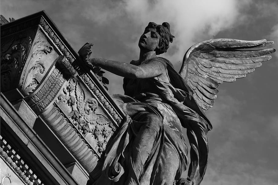 cemetery, sculpture, gothic, church, tomb, angel, religion