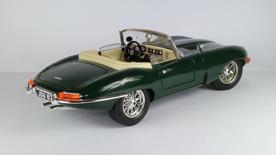 jaguar, e-type, cabrio, 1961, jaguar e, convertible, 1x18, model car HD wallpaper