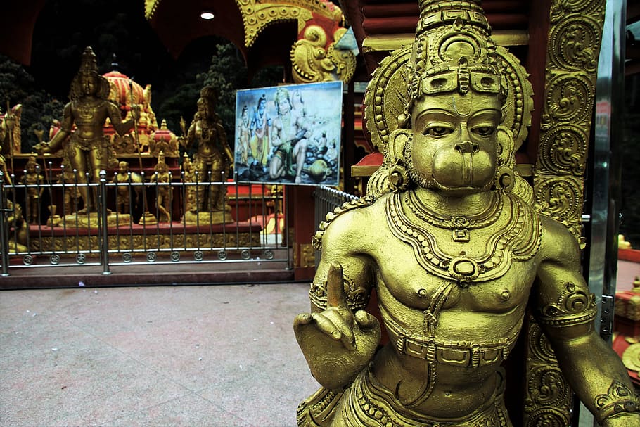 hanuman, indian, faith, temple, religion, the statue, sculpture, HD wallpaper