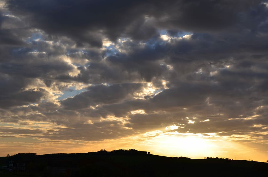 Sunset, Nature, Clouds, Twilight, silhouette, dramatic sky HD wallpaper