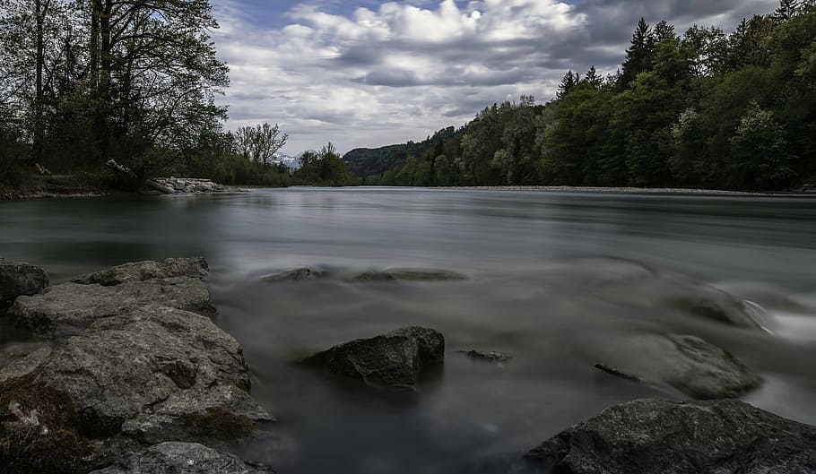 water, clouds, sky, mirroring, landscape, river landscape, tranquil scene HD wallpaper