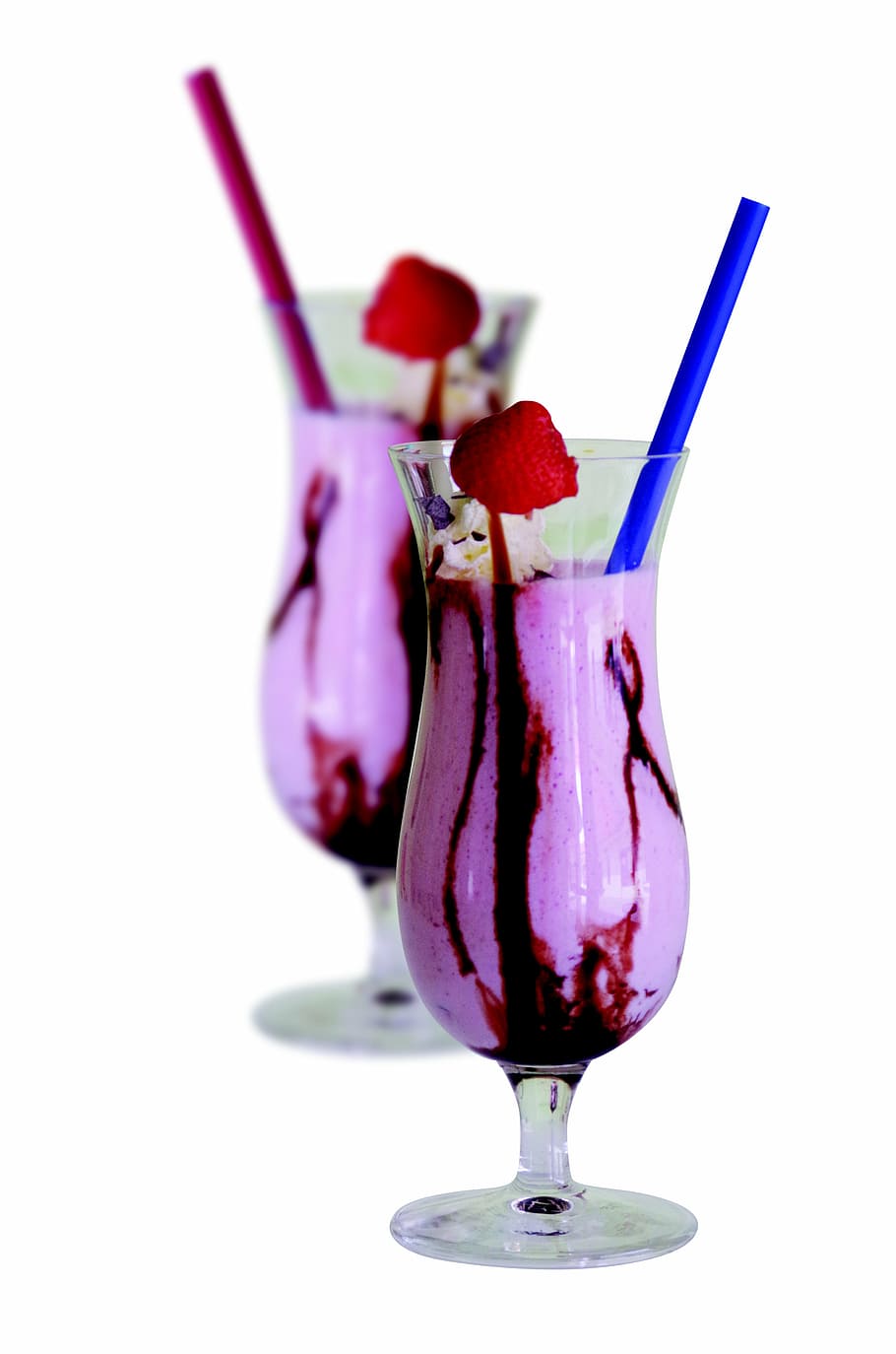 two milk shakes on glass with straws, frape, beverage, milk drink HD wallpaper