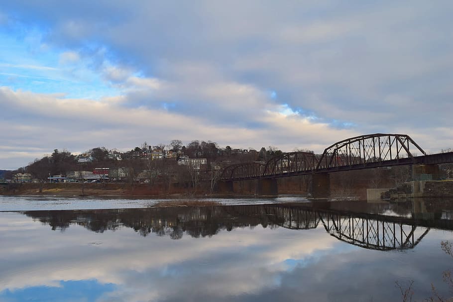 Bridge, Water, Reflection, delaware river, landscape, landmark HD wallpaper