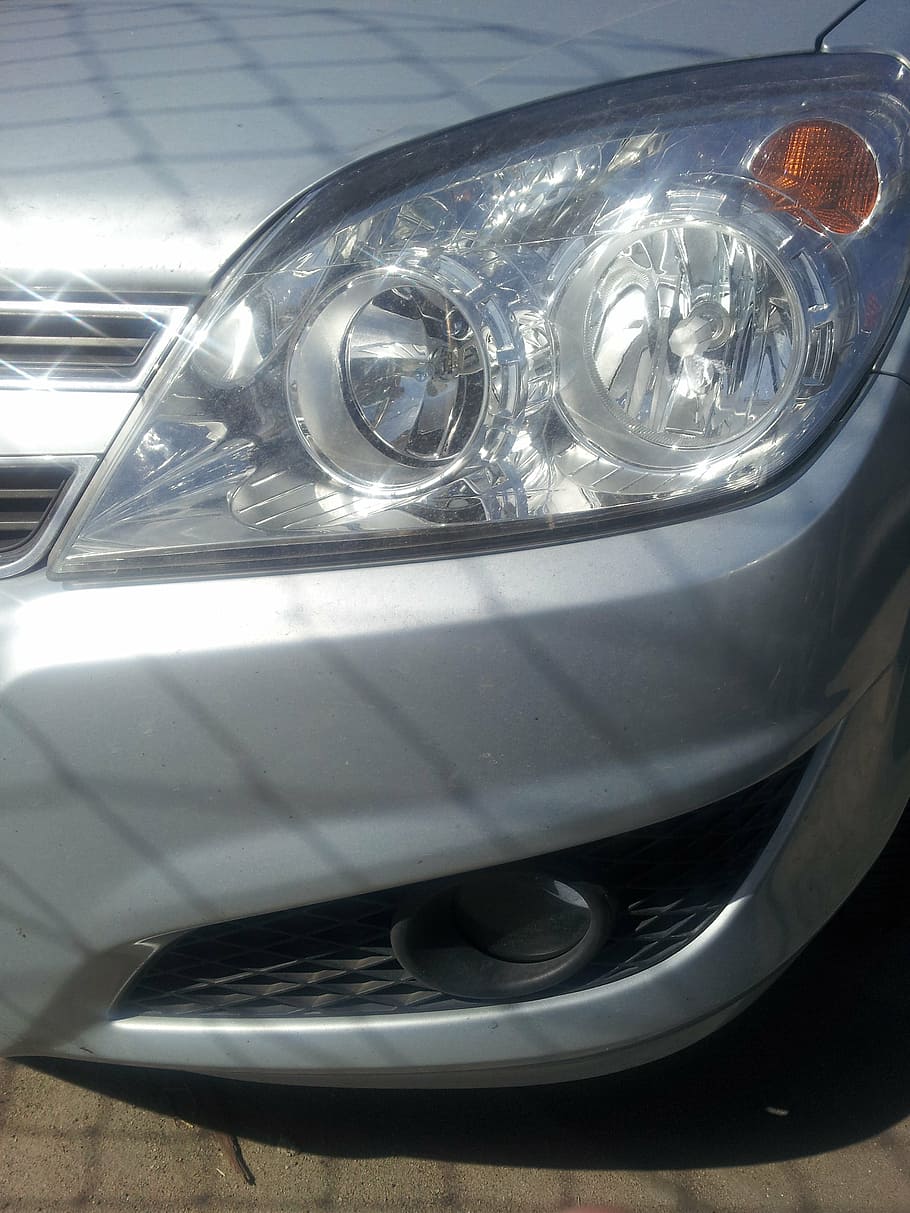 car, front, lighthouse, silver, grid, land vehicle, mode of transportation HD wallpaper