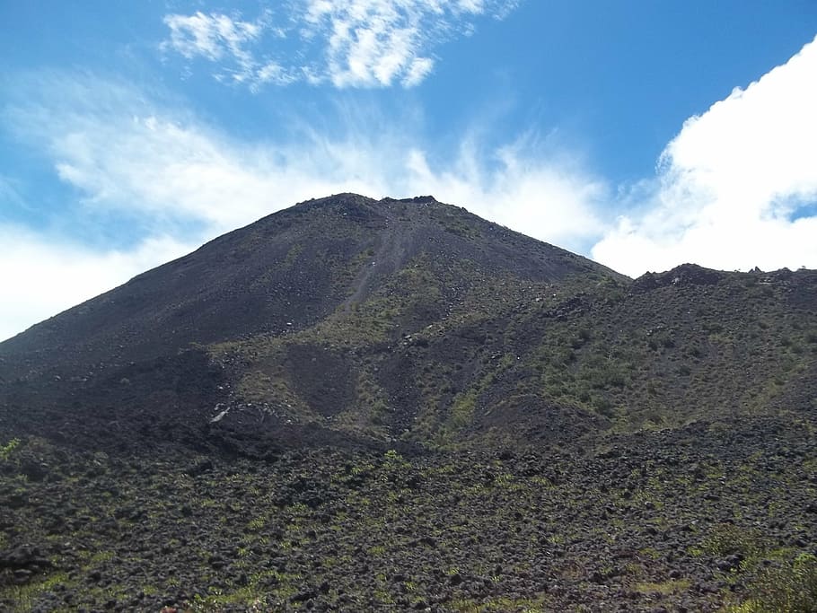 volcano, landscape, nature, perspective, hiking, rocks, calm HD wallpaper