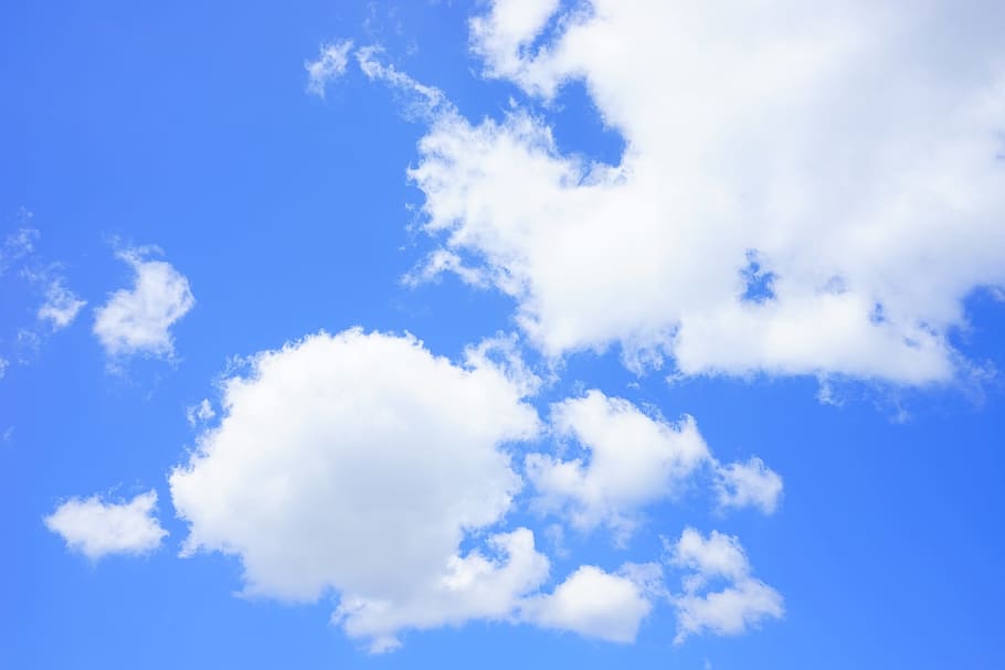 cumulus clouds, sky, summer day, blue, white, clouds form, sunny day, HD wallpaper