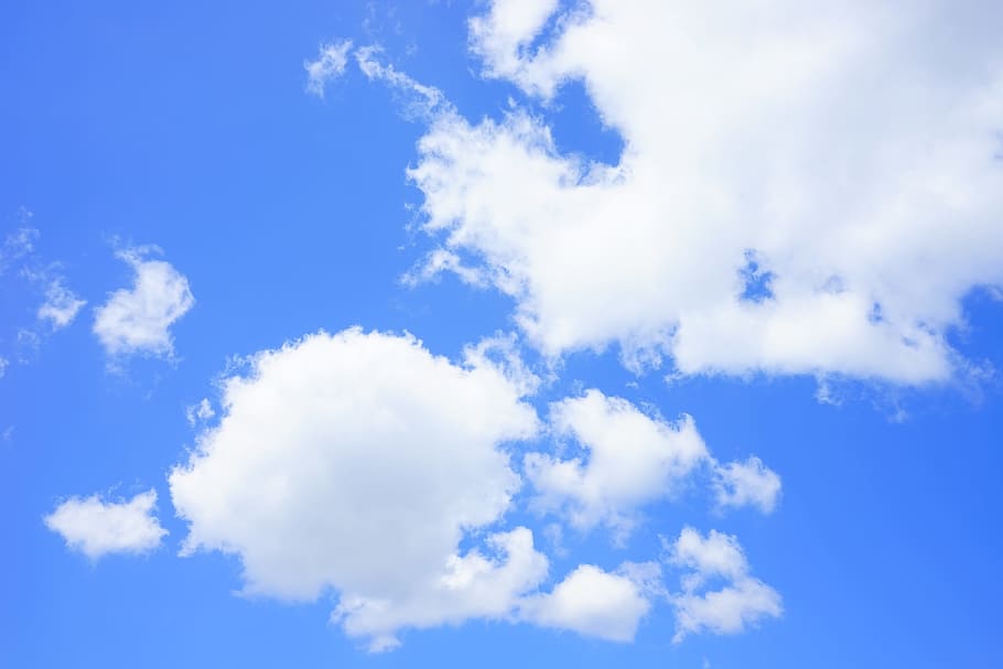 cumulus clouds, sky, summer day, blue, white, clouds form, sunny day HD wallpaper