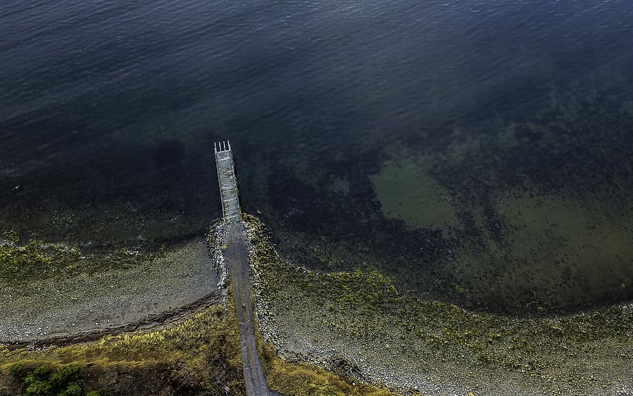 bird's eye view photography of coastline and sea, aerial photography of body of water HD wallpaper
