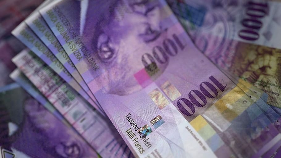 closeup photo of 1000 banknote, Switzerland, Swiss Franc, Banknotes