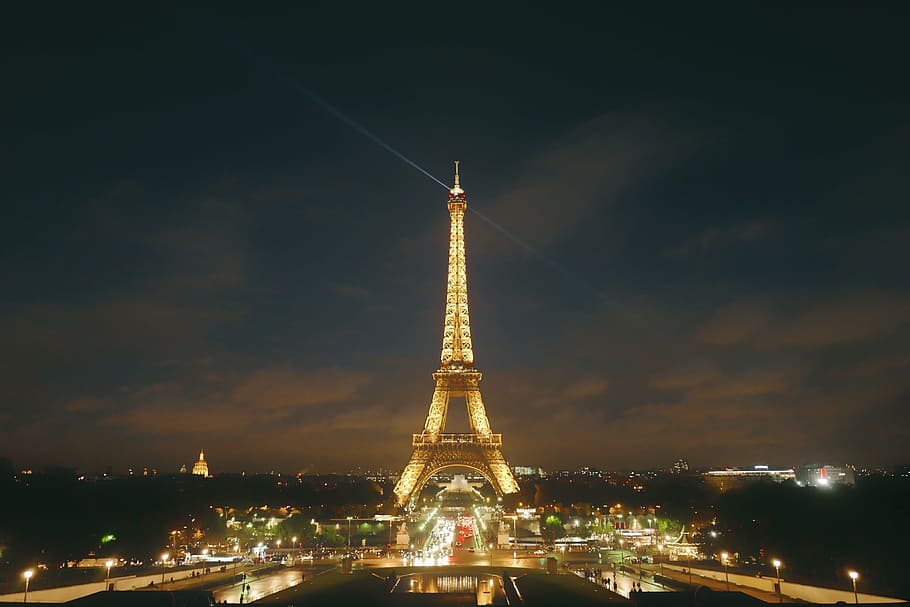 Eiffel Tower during night time, Eiffel Tower, monument, landmark, HD wallpaper