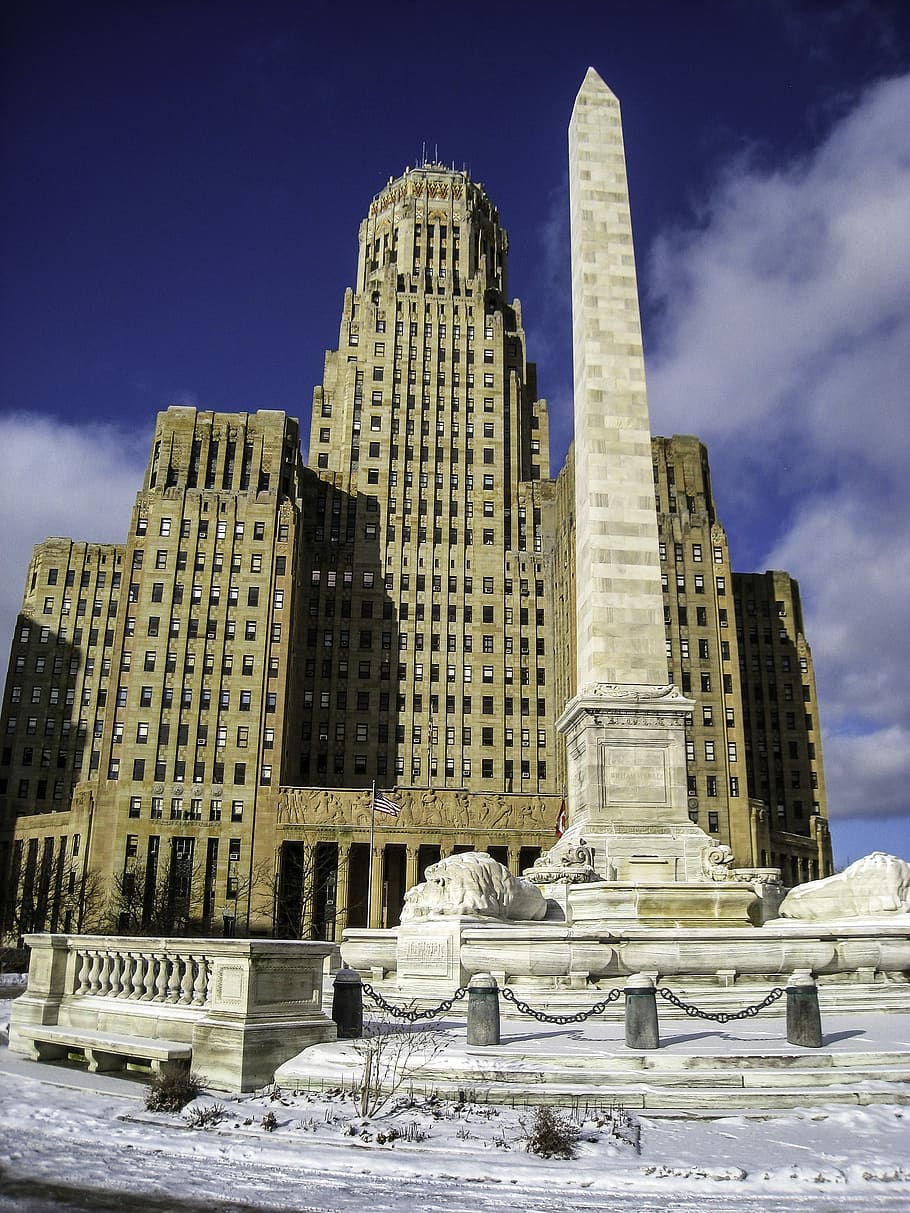 Buffalo City Hall and McKinley Monument in New York, buildings, HD wallpaper