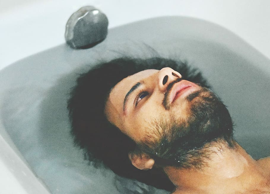 man on white bathtub during daytime, adult, men, water, one Person HD wallpaper