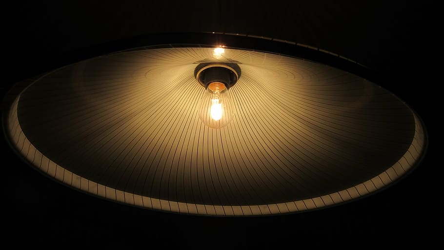 lampshade, light bulb, dark, lighting, ceiling lamp, lighting equipment HD wallpaper
