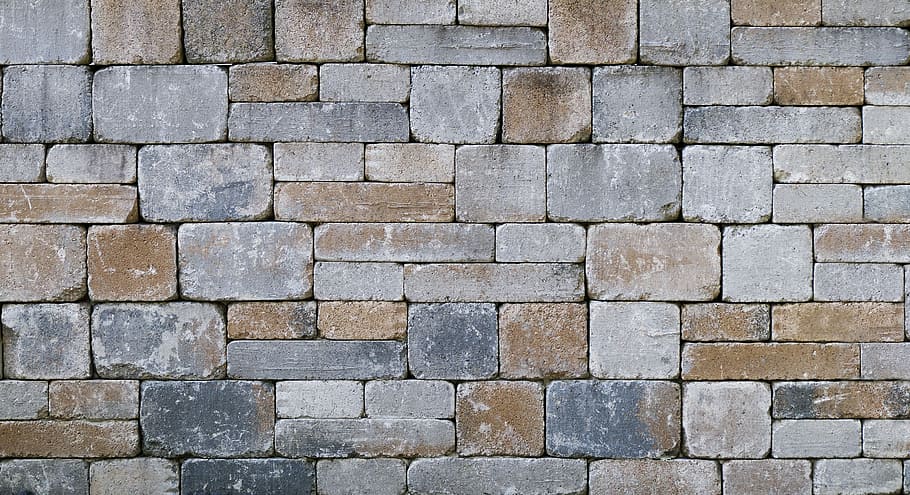 brown concrete blocks, wall, drywall, stone wall, bricked, composite stones, HD wallpaper