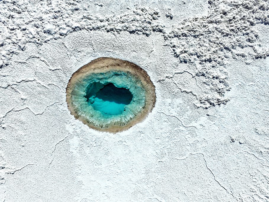 blue and gray geode stone, hidden lagoon, atacama, san pedro atakama