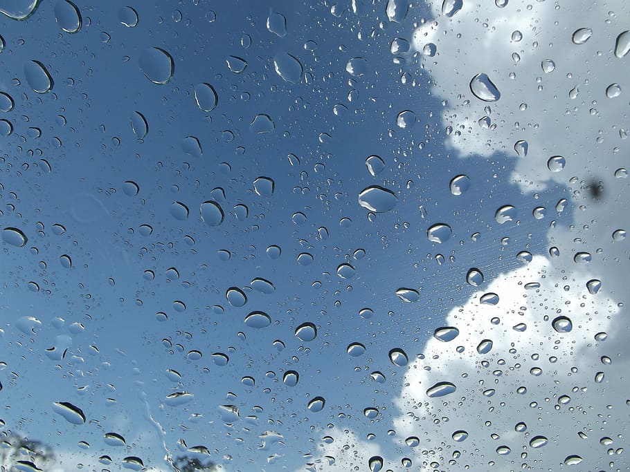 clouds, drops, sky, blue skies, water, backgrounds, wet, liquid HD wallpaper