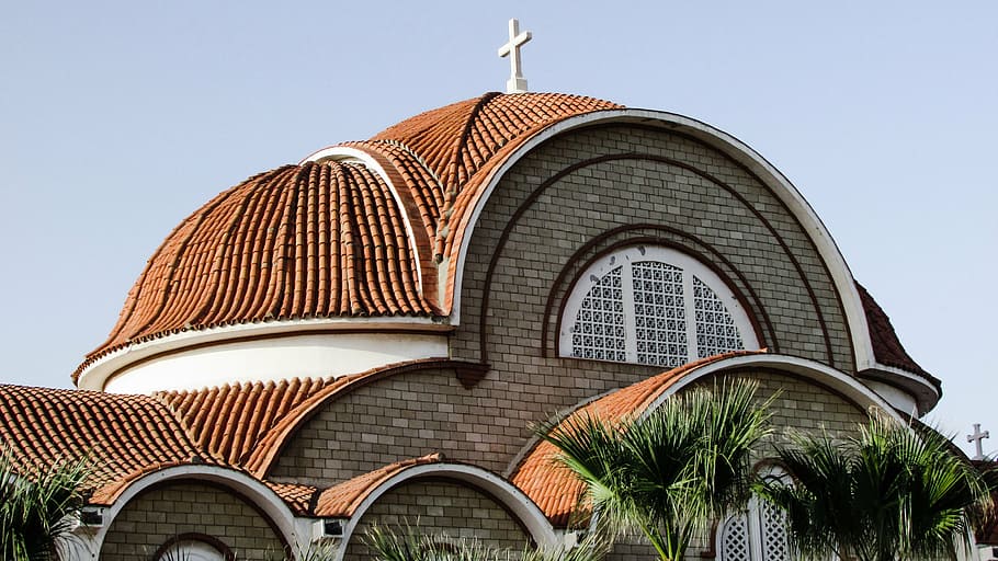 cyprus, dherynia, church, orthodox, dome, architecture, religion, HD wallpaper