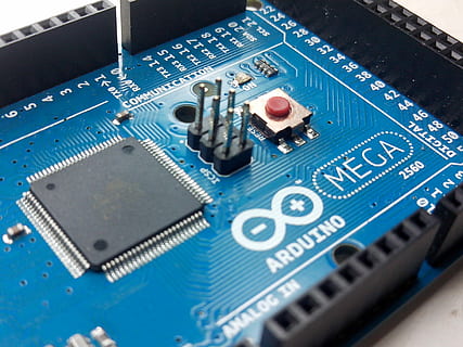 Arduino, close-up of blue and black circuit board, electronic HD wallpaper