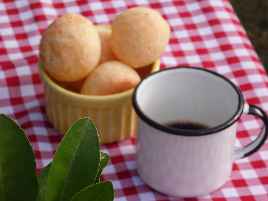 cheese bread, snack, breakfast, basket, mug, food and drink HD wallpaper
