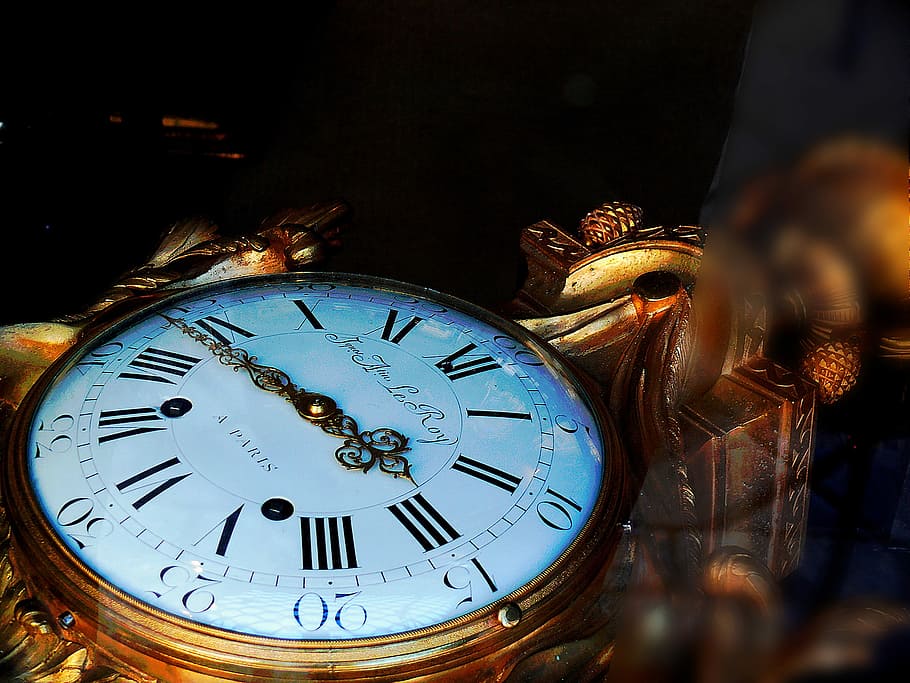 round gold-colored analog watch, Chronometer, Chain, Mechanics HD wallpaper