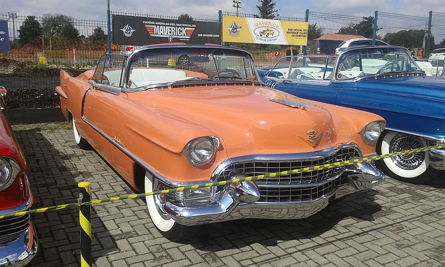 car, orange, classic, retro Styled, old-fashioned, transportation HD wallpaper