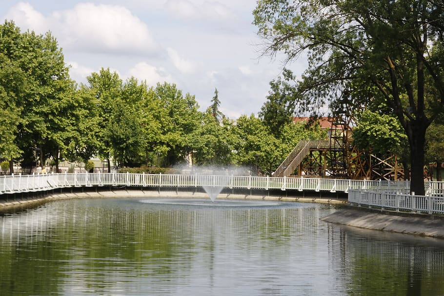 lake, park, tree, water, plant, sky, built structure, architecture HD wallpaper
