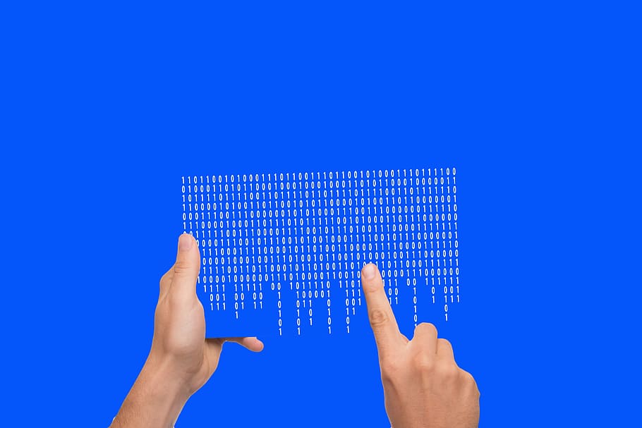 binary codes illustration, one, null, binary system, byte, hand