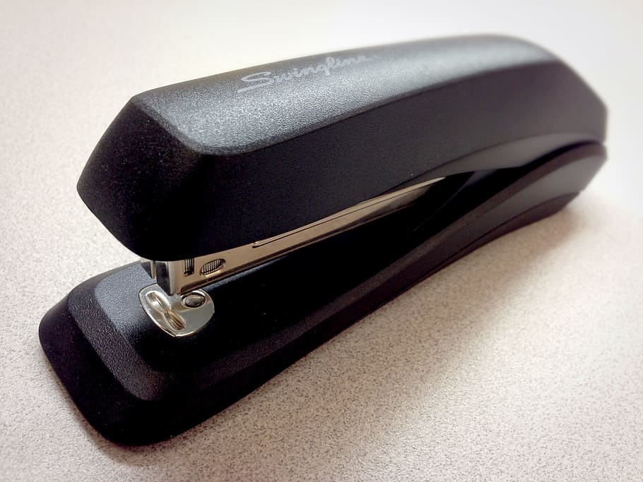 stapler, office, supplies, black, equipment, staples, work HD wallpaper
