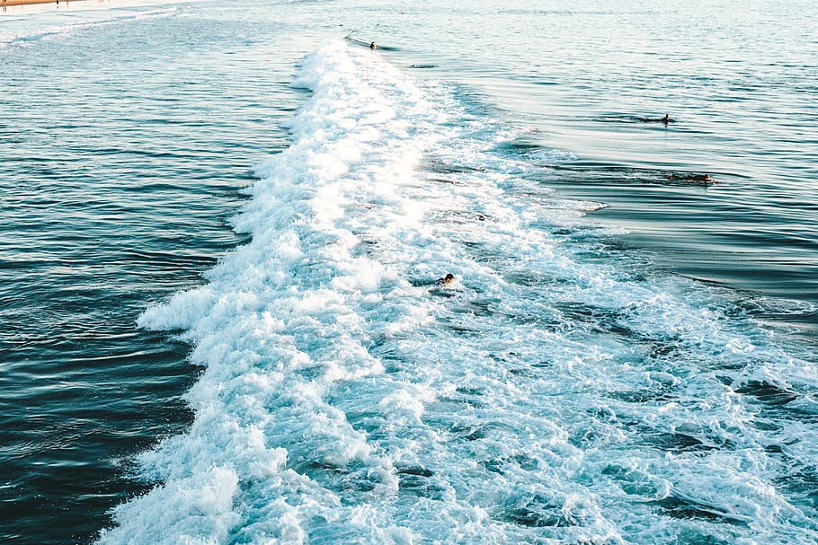 aerial photo of water waves during daytime, photography of sea wave HD wallpaper
