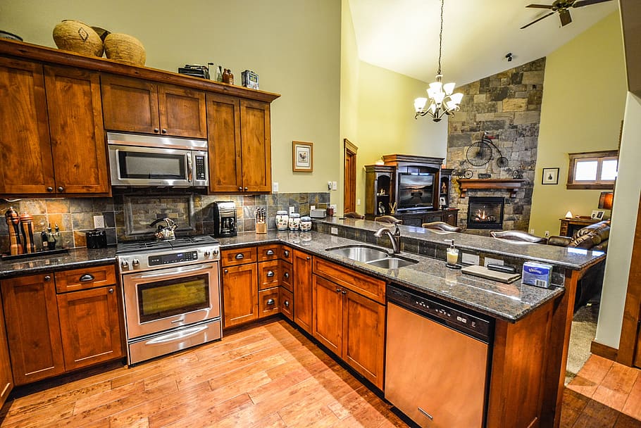 Kitchen, Interior, Real Estate, kitchen interior, counter, home HD wallpaper