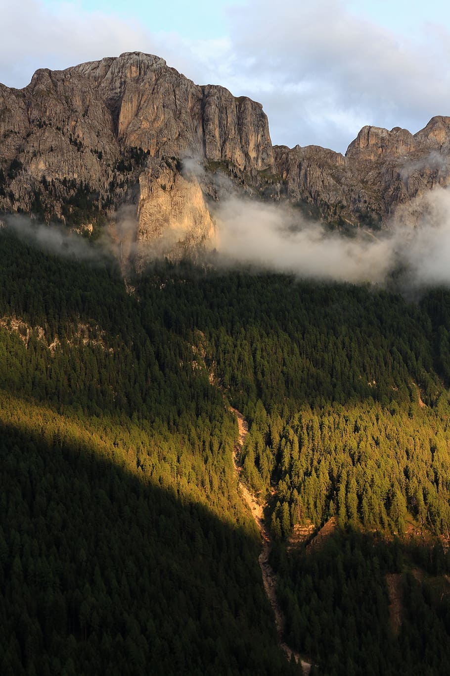 mountain, dolomites, lights, clouds, forest, beauty in nature HD wallpaper