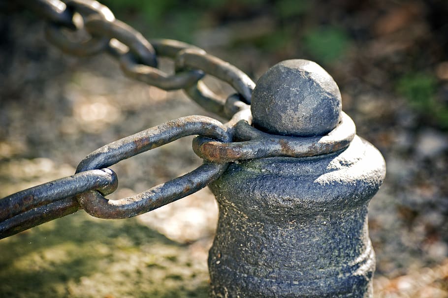 fixing, post, chain, stainless, metal, iron, links of the chain HD wallpaper