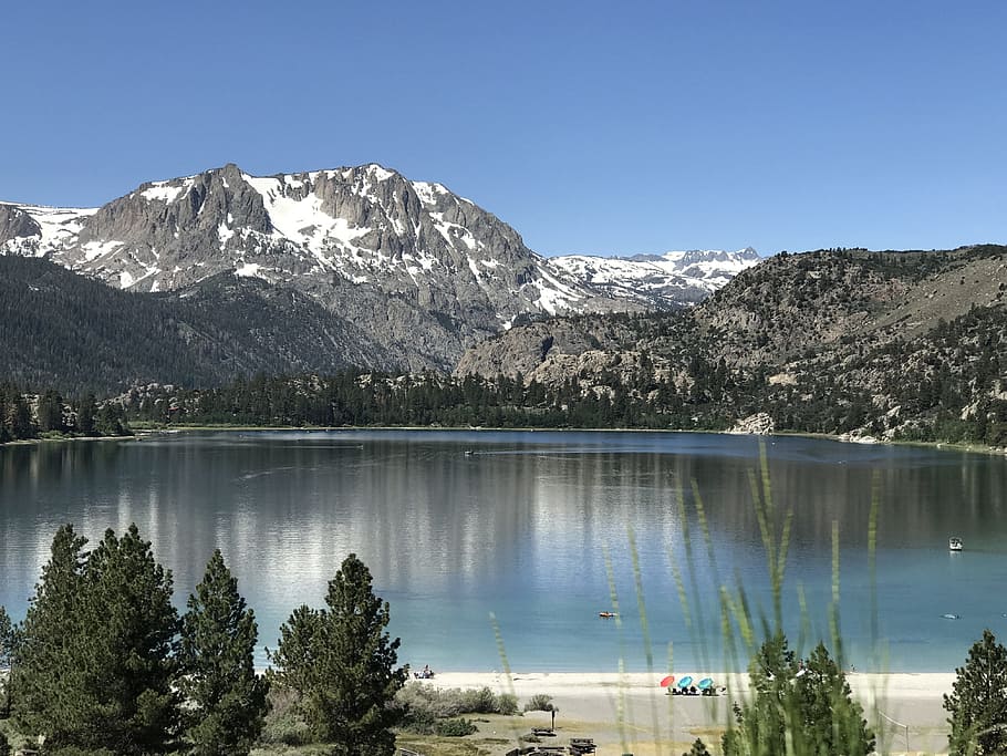 nature, lake, mountain, tree, travel, california, june, scenery HD wallpaper