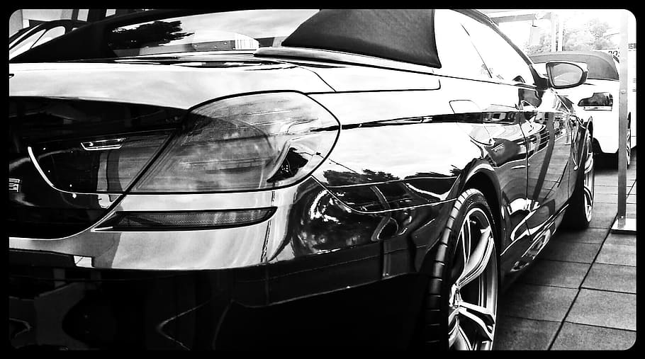 grayscale photography of sedan on road, black, white, bmw, beautiful HD wallpaper