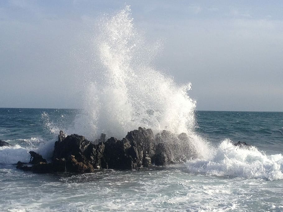Onda, Sea, Aeolian Islands, storm, nature, costa, rocks, sicily, HD wallpaper