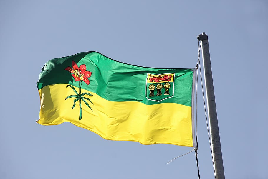 Flag, Sasketchewan, Canada, Yellow, green, prairie province HD wallpaper