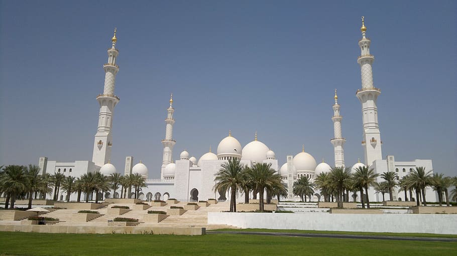 mosque, sheikh zayid mosque, abu dhabi, islam, minaret, architecture, HD wallpaper