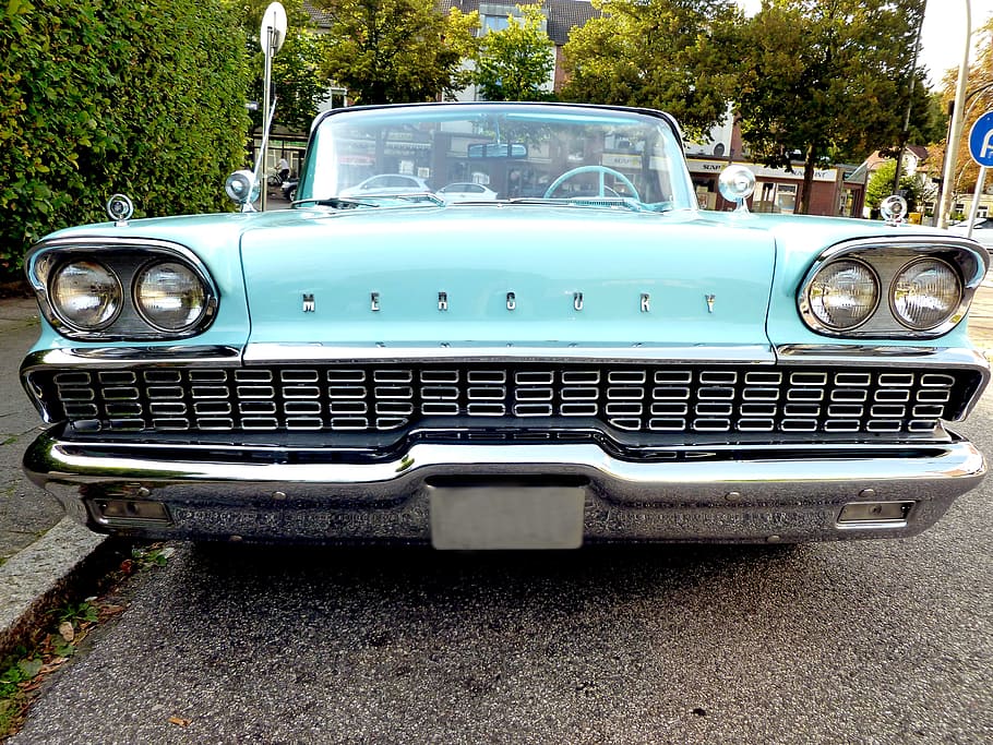classic teal convertible, mercury, auto, oldtimer, vehicle HD wallpaper