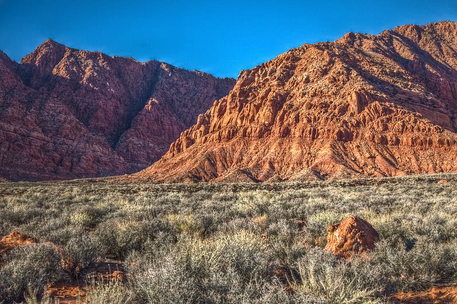landsacpe photo of brown mountains, landscape photography of brown canyons HD wallpaper