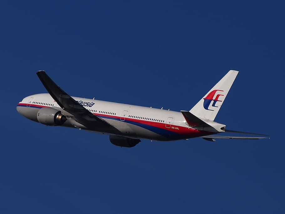 HD wallpaper: white, red, and blue airplane, malaysia airlines