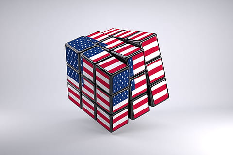 U.S.A. flag-themed 3 by 3 Rubik's cube, rubiks, rubiks cube HD wallpaper