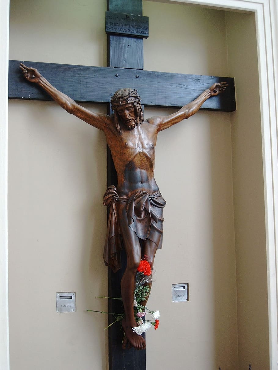 Cross, Jesus, Wood, statue, no people, religion, day, indoors HD wallpaper