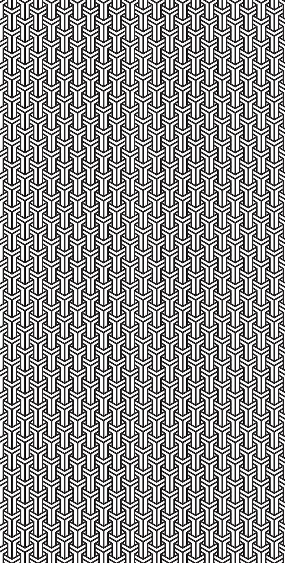 pattern, black, white, tile, interlocking, design, geometric, HD wallpaper
