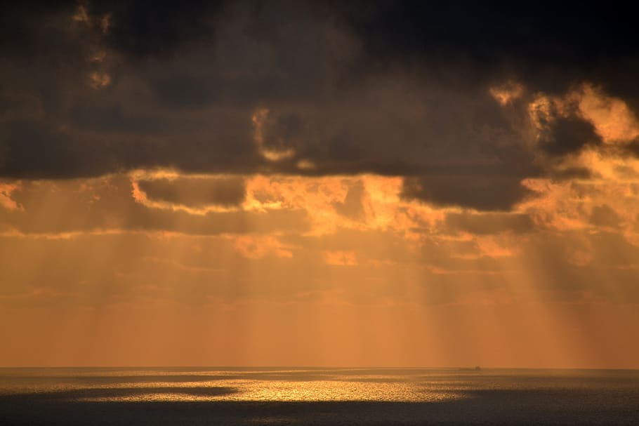Sky, Clouds, Sea, Sunrise, Spain, Nature, scenic, sunset, tranquility HD wallpaper