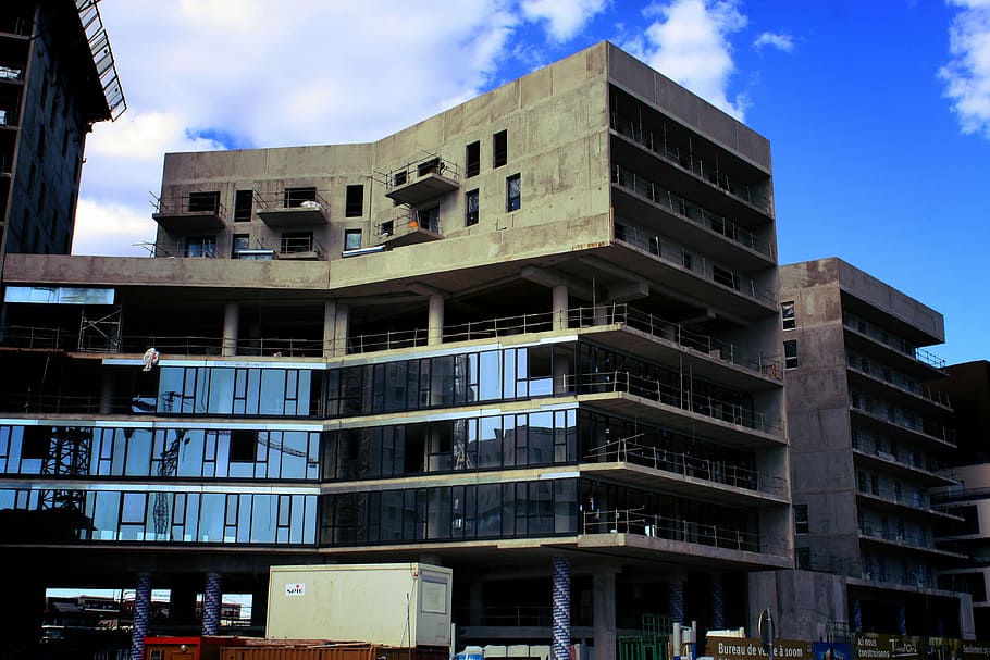 building, site, building under construction, scaffolding, facade HD wallpaper