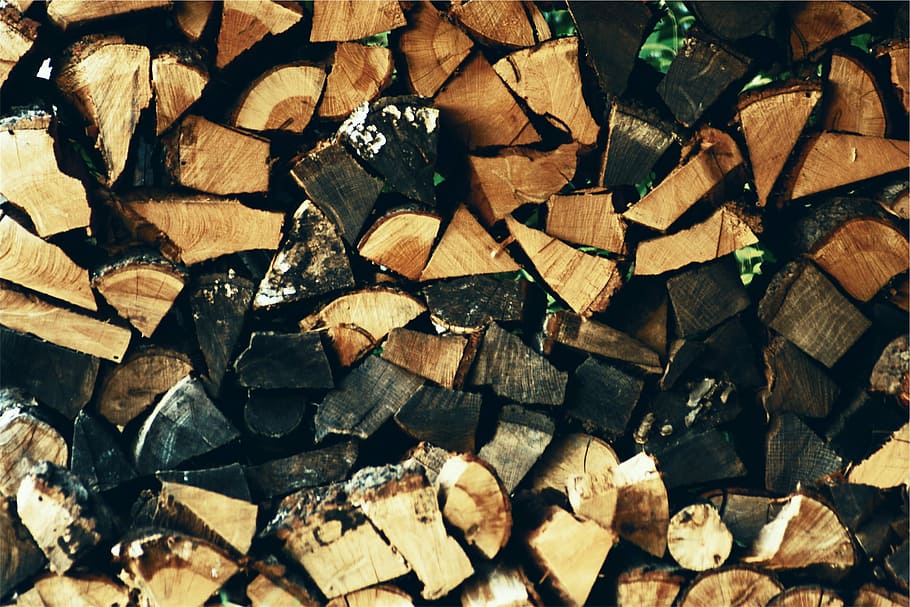 pile of brown wood log, firewood, logs, lumber, full frame HD wallpaper