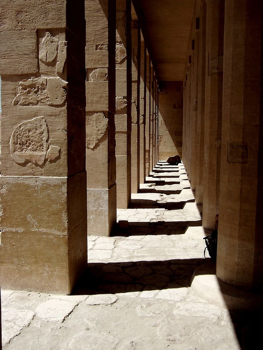 brown concrete posts with shadows, Columnar, Ruin, Stone, Pillar HD wallpaper